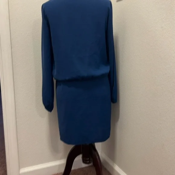 Amanda Uprichard Blue Cardigan Dress Combo Jacket Dress Tie Front Size M - Picture 3 of 8